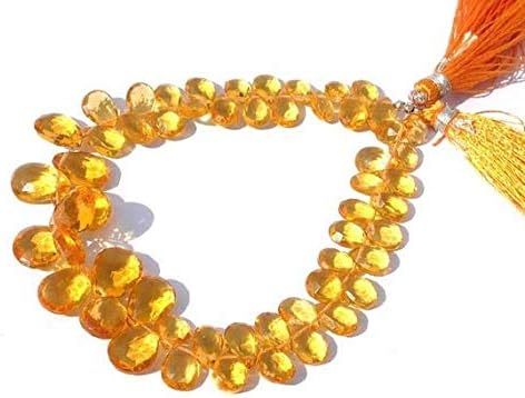 13 inch natural beads strand of 7x5-11x8mm faceted pear madeira quartz gemstone briolletes beads for DIY jewelry - necklace, bracelet, earring, ring.