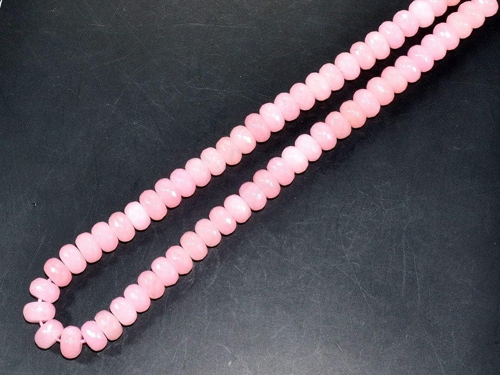 The Design Cart Pastel Pink Round Jade Semi Precious Stones for Bracelet Necklace Jewelry Making, Package of 5 Strings Size 7 mm KAR-270619-173