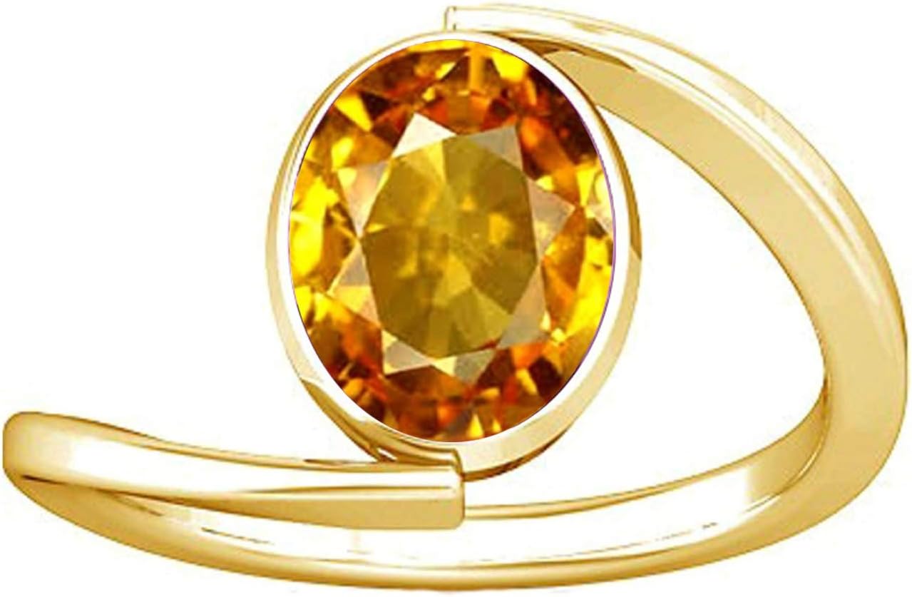 Divya Shakti 10.25-10.50 Carat Citrine Sunhela Golden Topaz Gemstone Panchdhatu Ring for Women