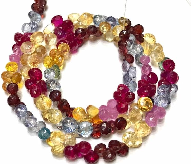 Natural Multi Onion Faceted Beads 4x6 18 inch Long String Jewelry Making Gemstone Beads for Necklace Bracelet