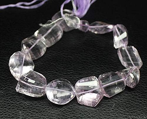 Pink Amethyst Faceted Step Cut Tumble Nugget Gemstone Craft Beads Strand 10 Inch Long 21mm 12mm Code-HIGH-1824