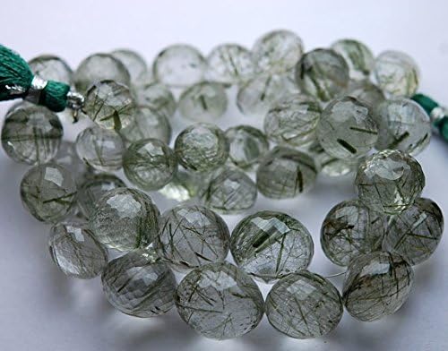 13 inch natural beads strand of 10-16mm faceted onion rutilated quartz gemstone briolletes beads for DIY jewelry - necklace, bracelet, earring, ring.