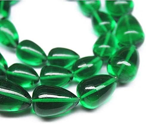 Hydro Emerald Green Quartz Smooth Tear Drop Briolette Gemstone Loose Craft Beads Strand 14