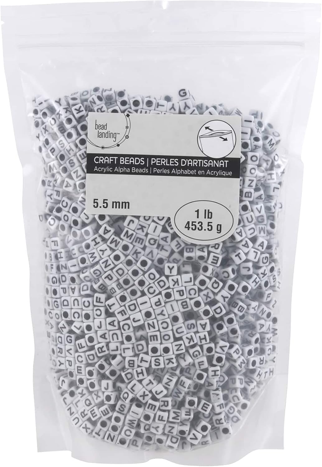 Bead Landing 6 Pack: Alphabet Acrylic Cube Craft Beads, 5.5mm