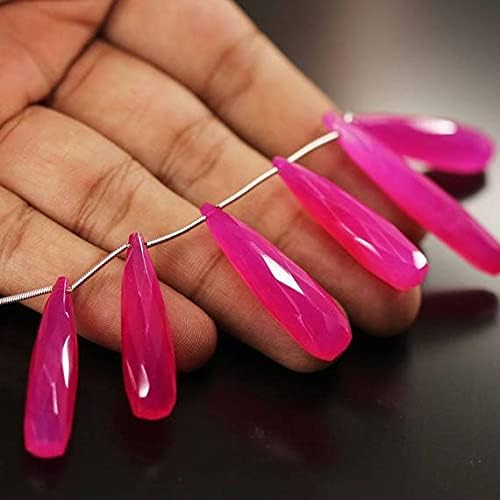 8 inch Strand of Natural Chalcedony 21mm38mm Drop Faceted briolette Beads for DIY Jewelry Making. |BRIO_01655