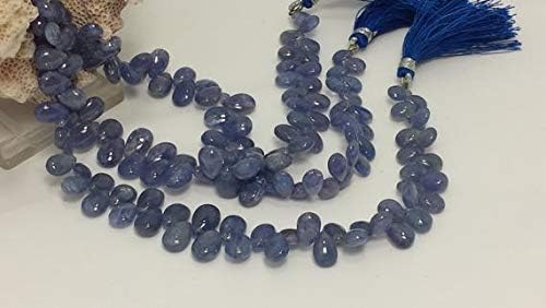 Tanzanite Graduating Smooth Flat Drop Gemstone Beads 8 in. Full Strand 6.5mm x 5mm to 9.5mm x 6mm Code-HIGH-60697