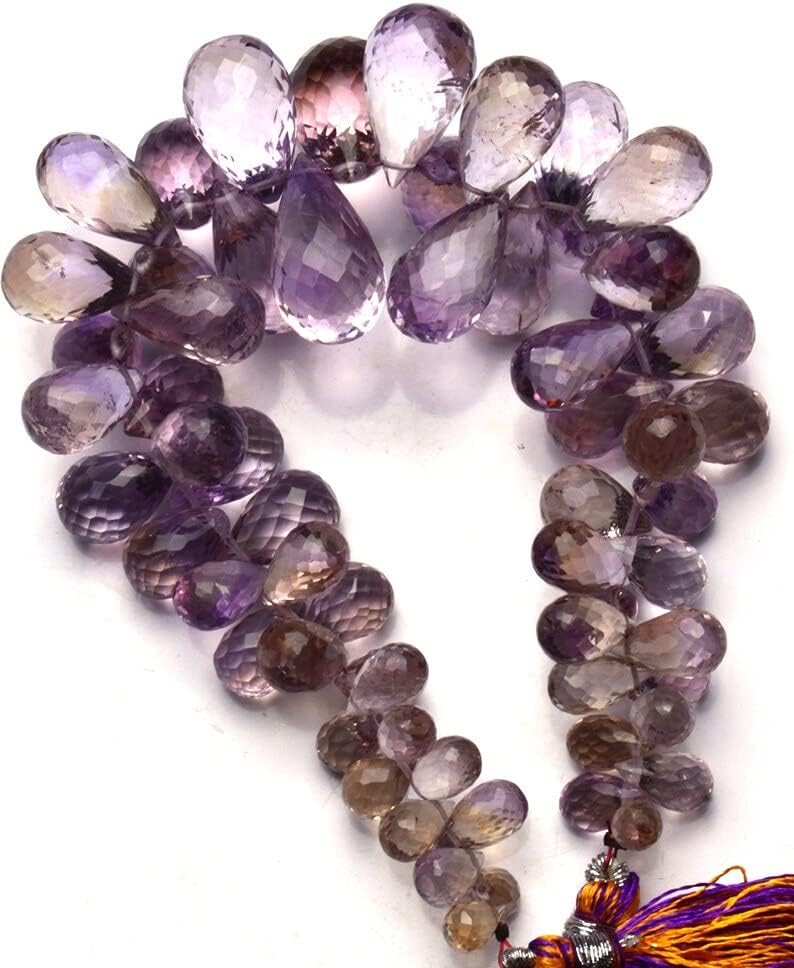 8 inch Strand of Natural Ametrine 8x5-20x13mm Teardrop Faceted briolette Beads for DIY Jewelry Making. |BRIO_00395
