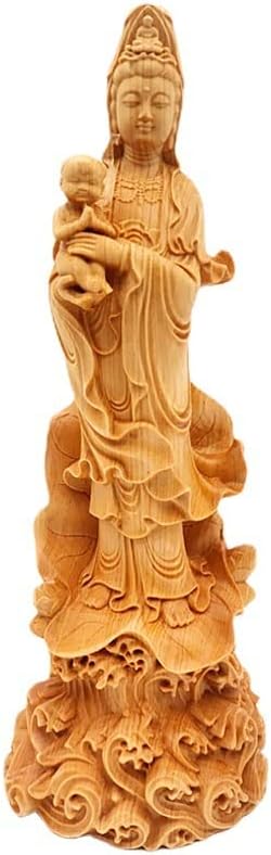 崖柏木送子观音摆件 客厅装饰工艺品规格：20×7×6.5cm 摆饰(崖柏木送子观音摆件)