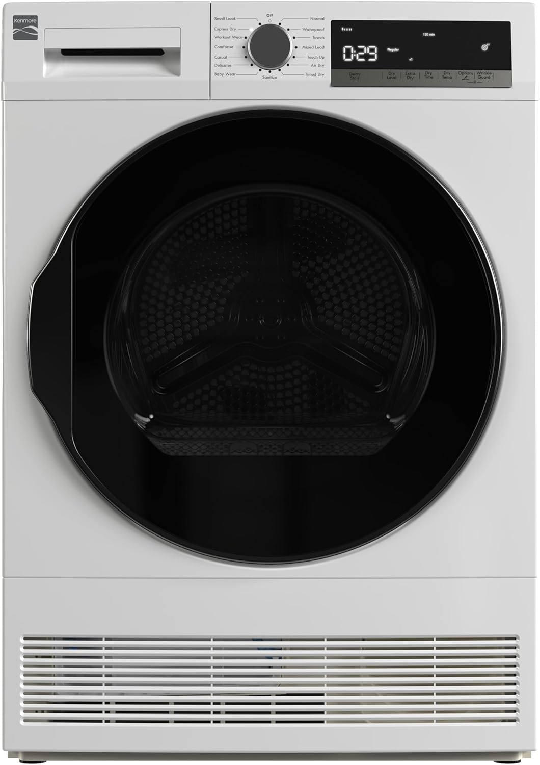 Kenmore 4.0 cu. ft. Ventless Compact Front Load Electric Dryer - with Guard to Reduce Wrinkles & Static - Smart Sensor Drying - LED - ENERGY STAR Certified - White