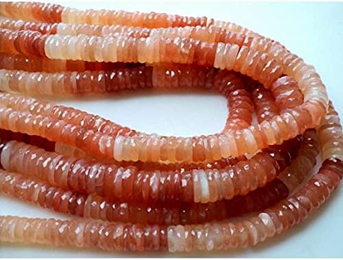 Orange Moonstone Heishi Beads, Round Heishi Beads, 10mm Heishi Beads, 8 Inch