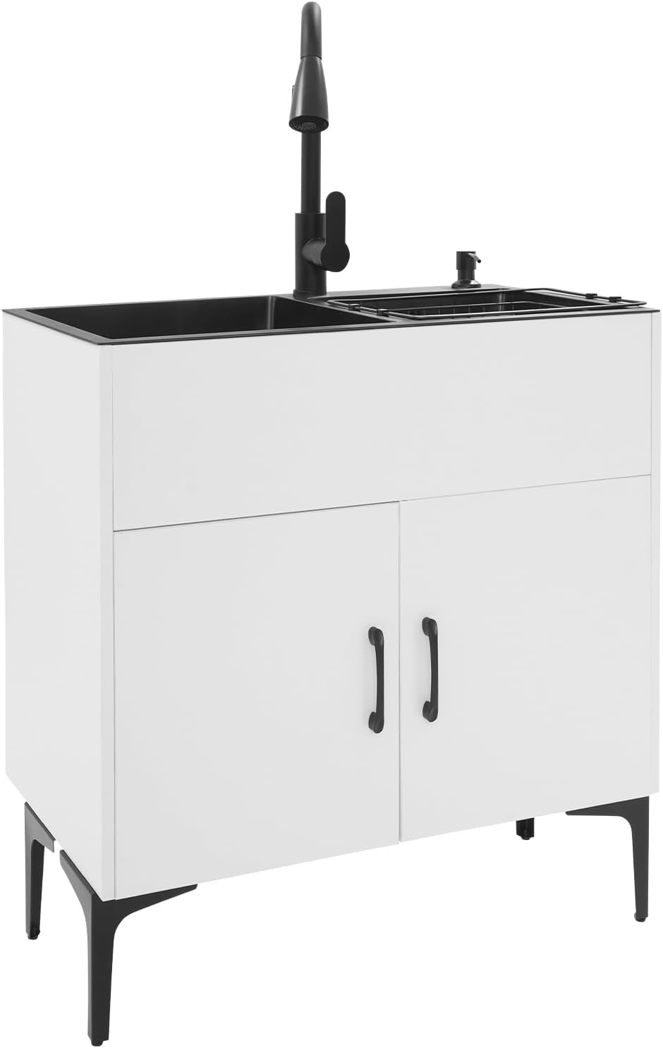 Laundry Sink Cabinet with Stainless Steel Sink and Pull-Down Faucet,Utility Sink Large Utility Sink Cabinet for Laundry/Utility Room