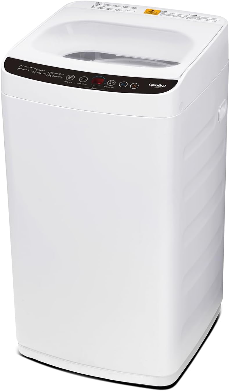 COMFEE' Portable Washing Machine, 0.9 cu.ft Compact Washer With LED Display, 5 Wash Cycles, 2 Built-in Rollers, Space Saving Full-Automatic Washer