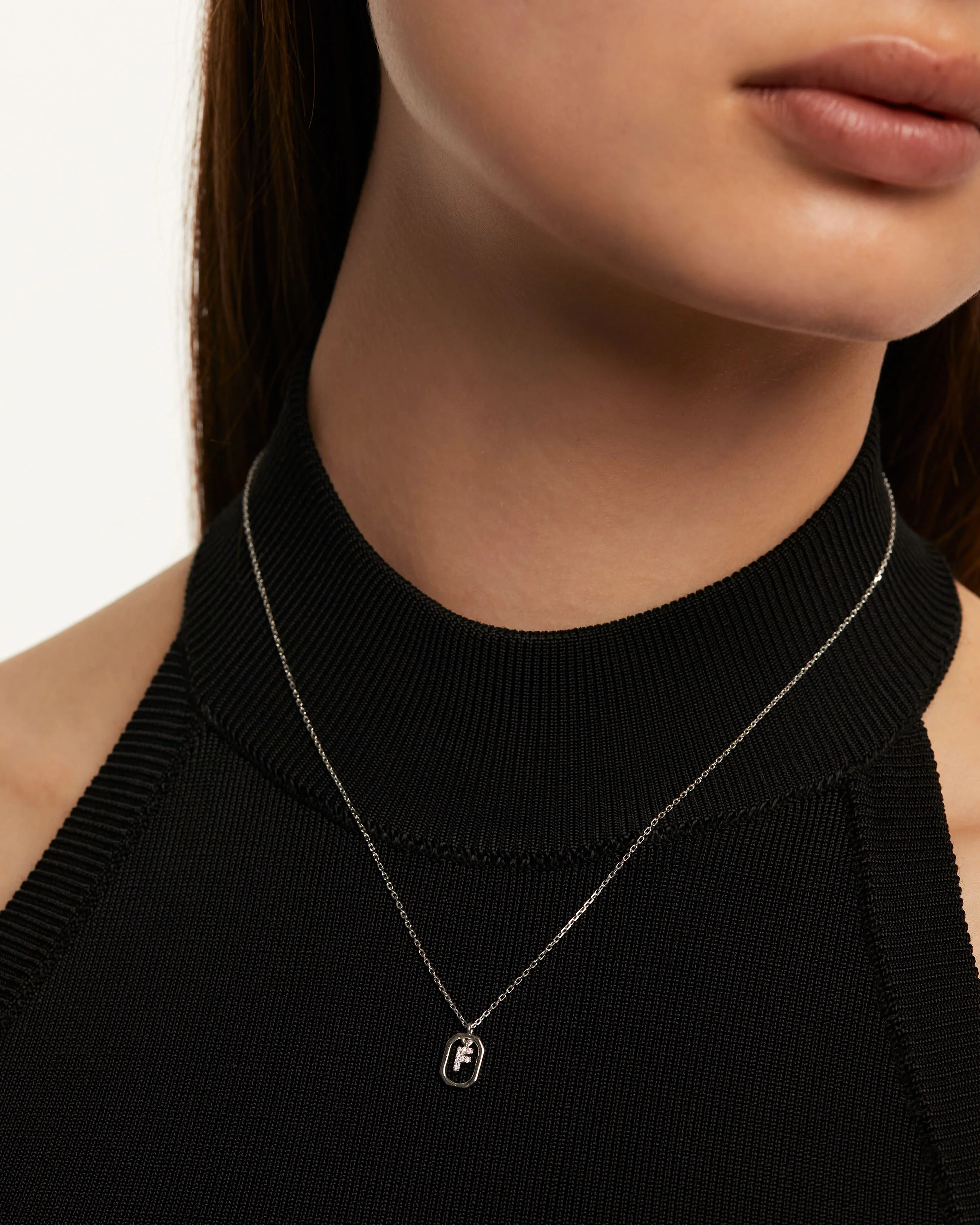 Mini Letter F Silver Necklace