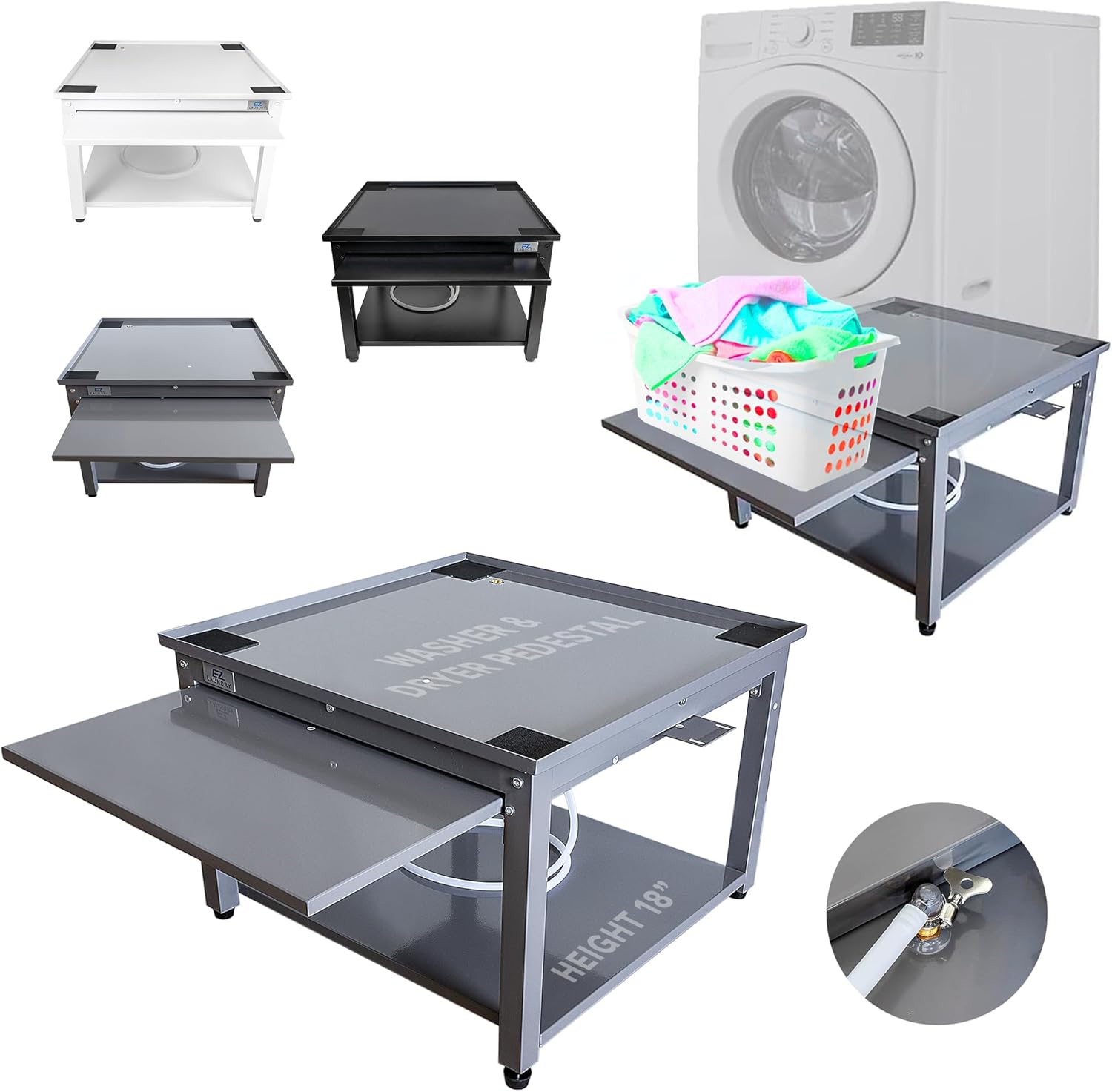 Washer and Dryer Pedestal with Pullout-Shelf - 27