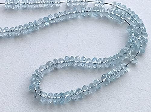 1 Strand Natural Aquamarine Faceted Rondelle Beads, Natural Aquamarine Beads, Aquamarine Necklace, 5-5.5mm, 5 Inch