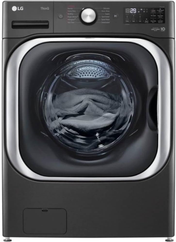 5.2 cu. Ft Stackable Smart Front Load Washer in Black Steel with Steam & Turbowash Technology