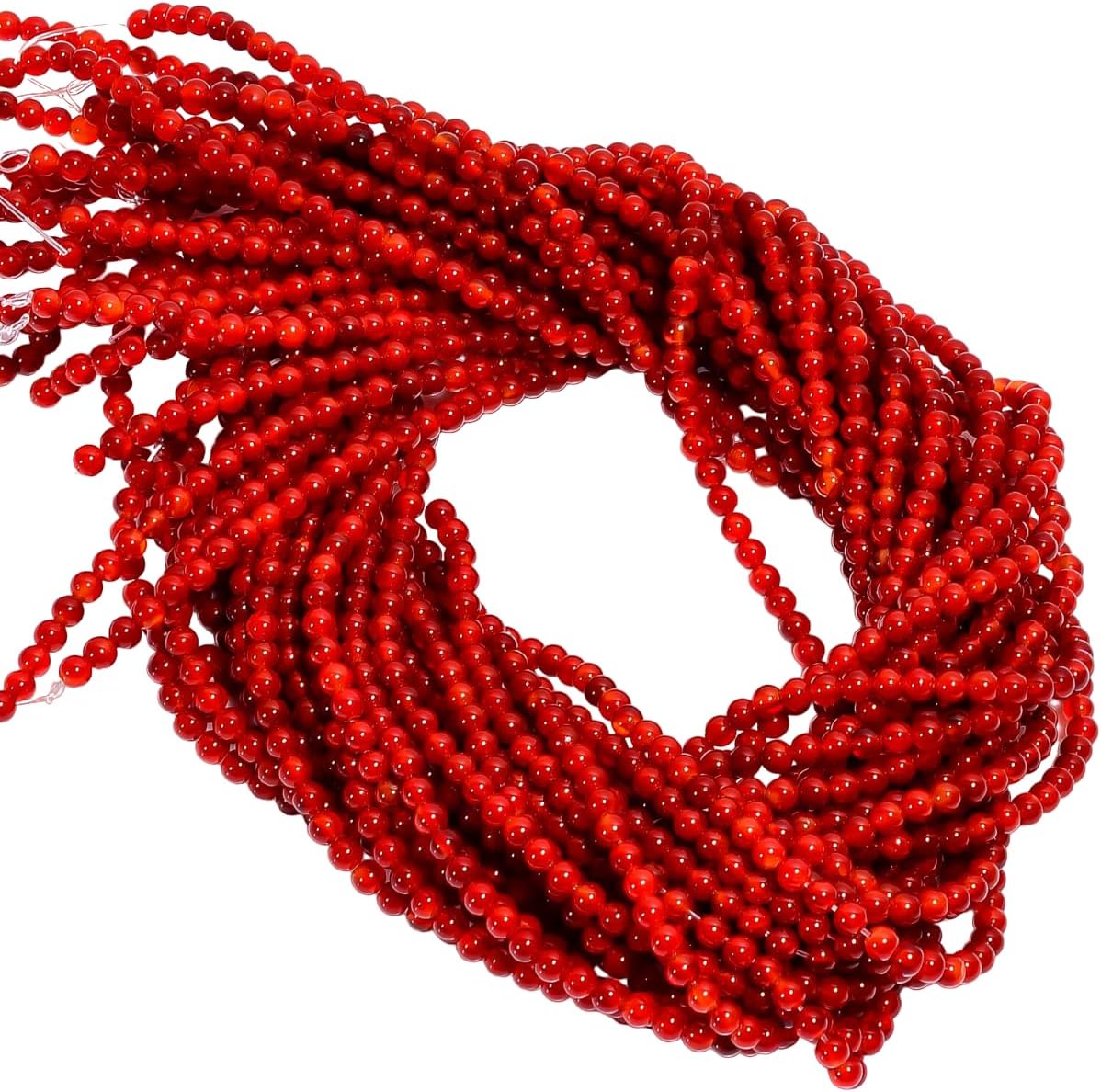 Natural Red Onyx Gemstone Round Shape Smooth Beads 4X4.5 mm 50 Strand 15