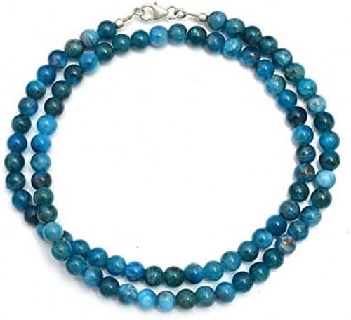 Hand_Crafted 13 inch strand of gem blue apatite round smooth blue beads for DIY jewelry making. blue apatite beads strand YO-NECK-9969