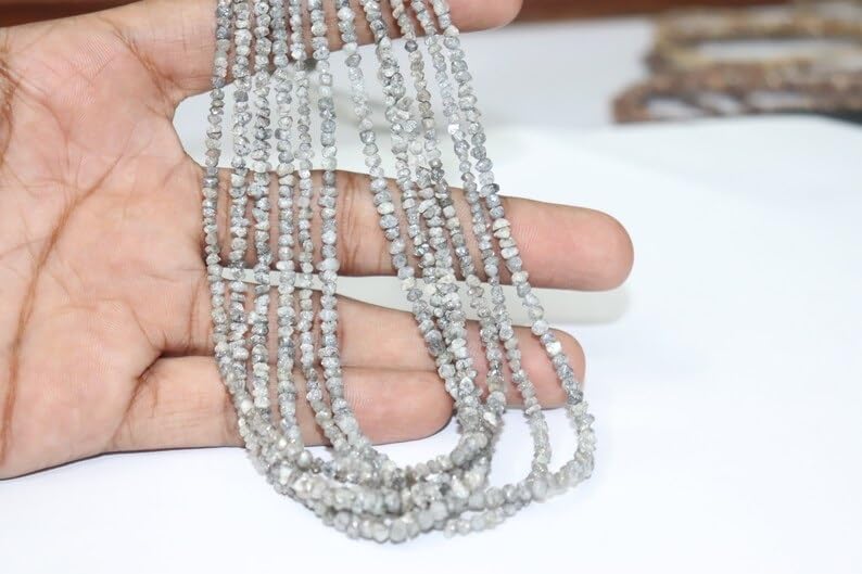Natural Raw Grey Diamond Uncut Beads 3-4 mm Dark Grey Diamond Beads Raw Diamond Beads Diamond Beads Uncut Diamond Beads