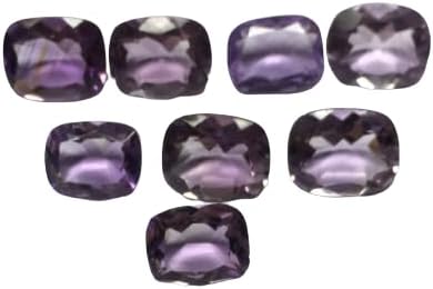 Natural Amethyst Cushion Cut Faceted Pointed Back Loose Gemstones for Earrings Pendant & Jewelry Making (10 Pieces) Set (10x14 MM)