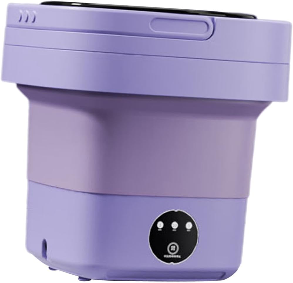 Foldable Mini Washing Machine Compact Small Washer 6.5L High Power Folding Washing Machine Mini Portable Clothes Washer for Travel Laundry, Violet