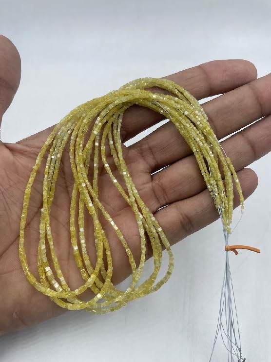 Natural Yellow Diamond Faceted Box Shape Beads 2-2.5mm Fancy Faceted Box Diamond Faceted Cubes AAA+ Yellow Diamond Cube Faceted Box