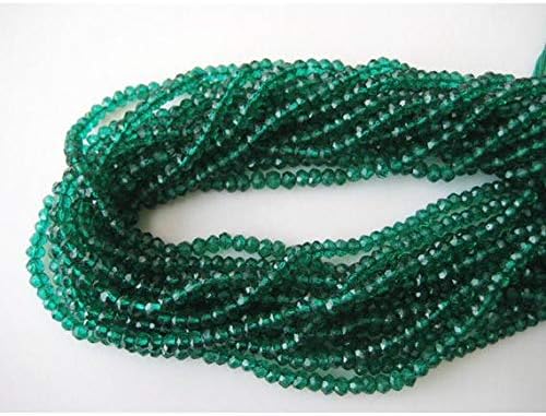 1 Strand Natural Coated Quartz, Emerald Green Color, Micro Faceted Rondelle Beads, 4mm Beads, 14 Inches Code-HIGH-15736