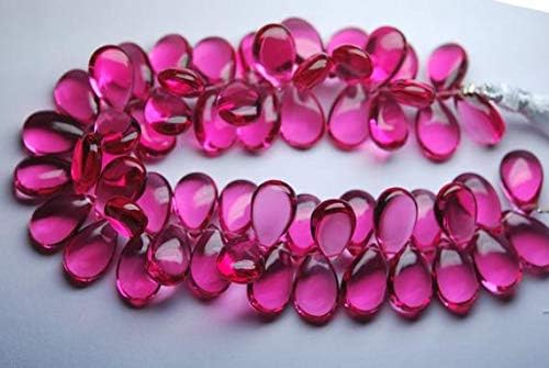 Full 8 Inch Strand,Pink Quartz Smooth Pear Shape Briolette, Size 7X10 mm Code-HIGH-53898
