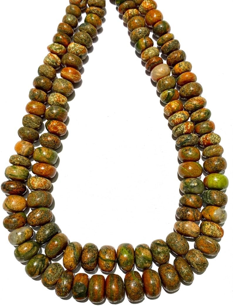 Natural UNAKITE rondelle soomth Beads 8x11mm 18 inch Long String Jewelry Making Gemstone Beads for Necklace Bracelet