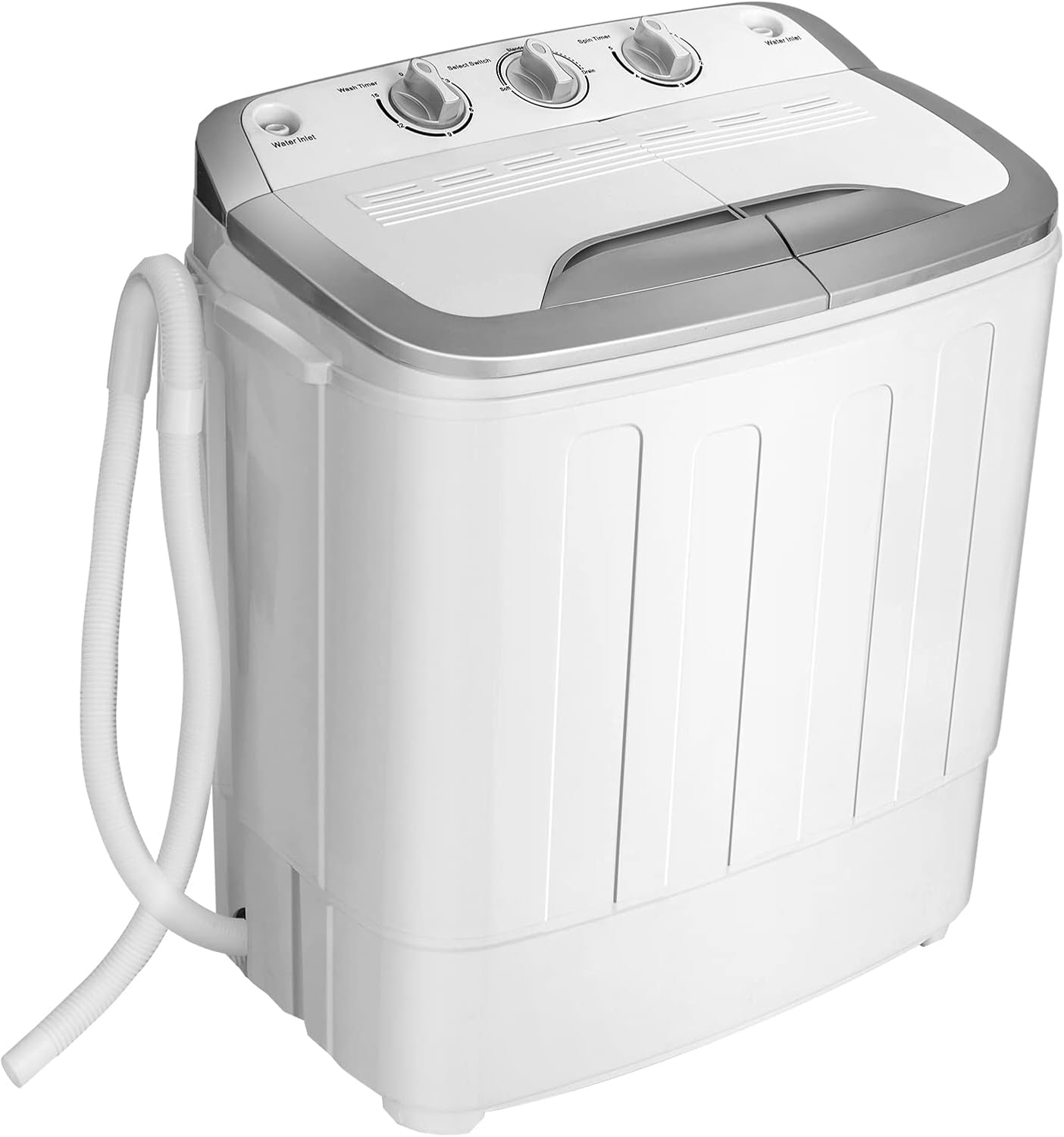 Giantex Portable Washing Machine, 13lbs Mini Twin Tub, 8Lbs Washer & 5Lbs Spinner, Compact Laundry Washer Combo, Built-in Pump Drain, Apartments RVs and Dorms (White & Gray)