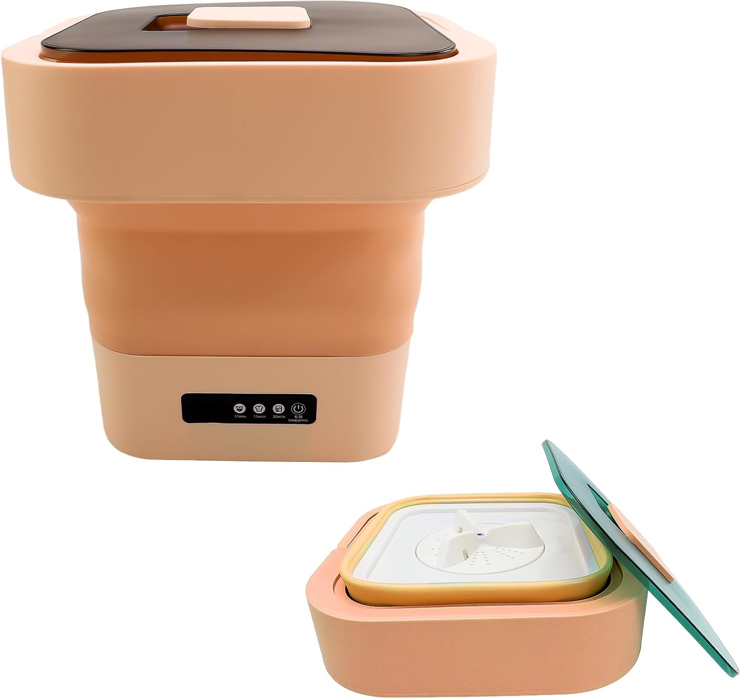 Portable Washing Machine, Mini Washing Machine 10L with 3 Modes Deep Cleaning, Upgraded Small Collapsible Laundry for Travel, Mini Washer Suitable for Underwear, Baby Clothes, Socks (Pink)