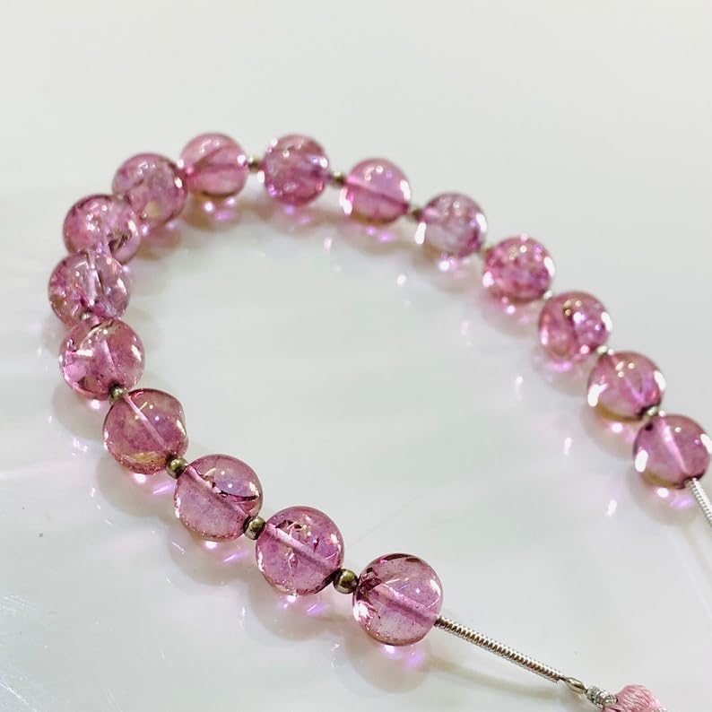 Natural Pink Quartz rondelle Smooth Beads 8.5 mm 6 inch Long String Jewelry Making Gemstone Beads for Necklace Bracelet