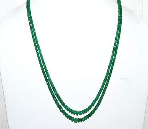 finest 2 line natural emerald faceted rondelle necklace, emerald faceted rondelle beads, 2.50-6.50 mm, 16