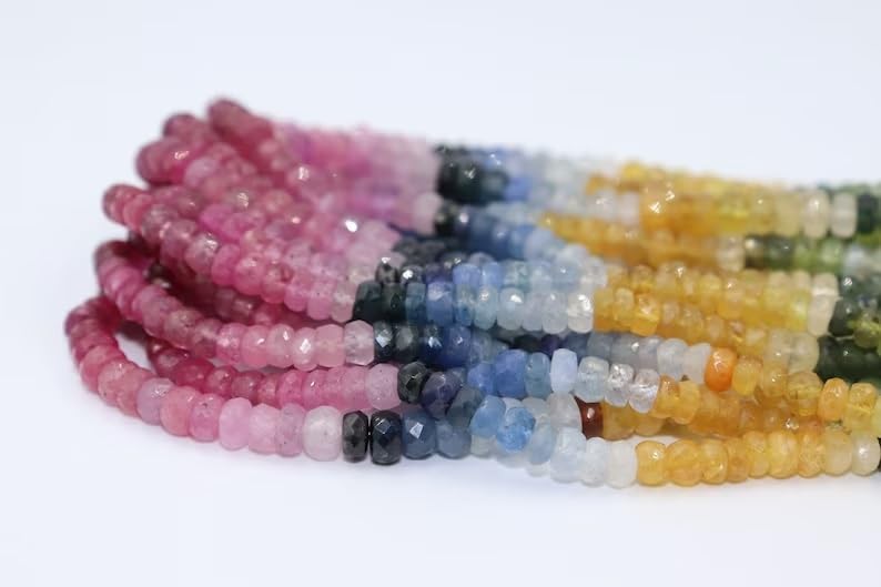 Multi Sapphire Faceted Rondelle Beads 5-5.5 mm Multi Beads Multi Rainbow Beads Multi Sapphire Beads Wholesale Beads