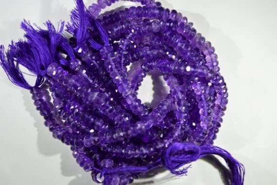 Natural Amethyst, 5-7 MM Rondelle Faceted Beads, Purple Faceted Beads, Semi Precious, Gemstone Bead, Strand 10