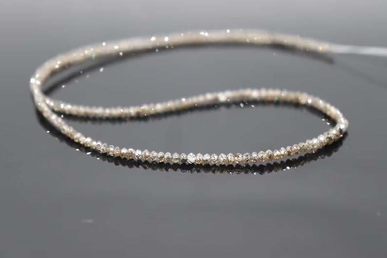 Natural Champagne Diamond Faceted Rondelle Beads 1.8-2.2 mm Light Brown Diamond Faceted Beads Diamond Rondelle Beads