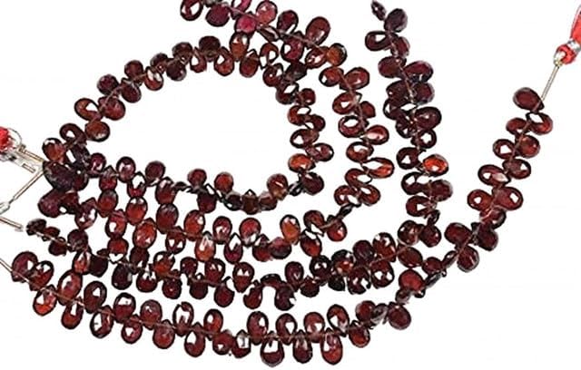 7 Inch 6x9-6x10mm Natural Red Garnet Faceted Pear Shape Briolette Beads lot of 10 Strands CHIK-STRD-95034