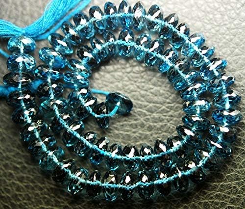 15 Beads,LONN Blue Topaz Micro Faceted Rondells,7-7.5mm Size Code-HIGH-55414