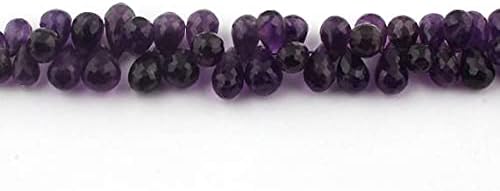 8 inch Strand of Natural Amethyst 10x8-12x9mm Drop Faceted briolette Beads for DIY Jewelry Making. |BRIO_00114