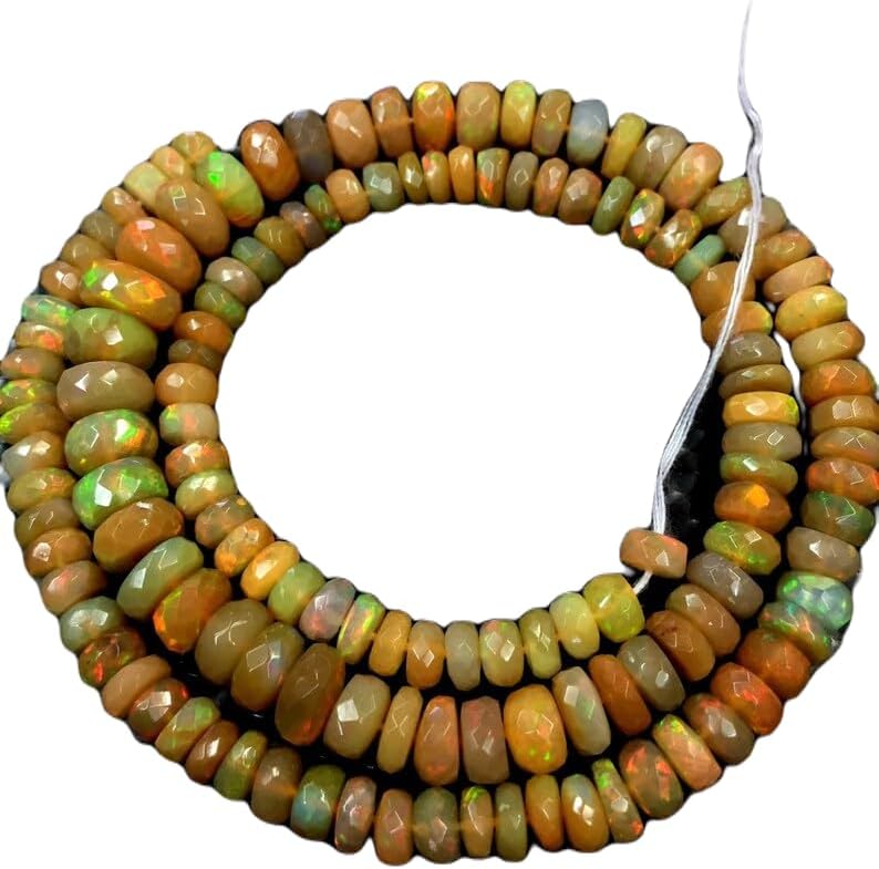 13 inch Strand of Natural gem Ethiopian Opal, 5-7mm rondelle Faceted Beads for DIY Jewelry Making. | Beads_03832