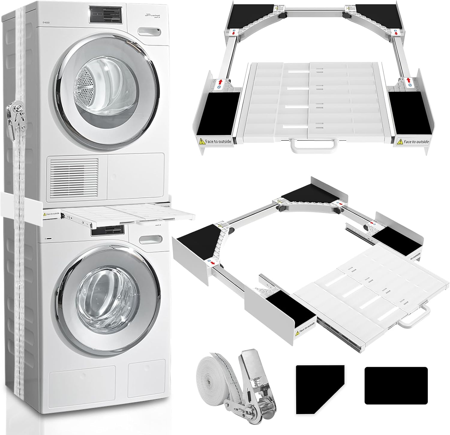 Washer Dryer Stacking Kit, Universal Washer Dryer Stacking Kit with Pull-Out Sliding Plate, Adjustable 29