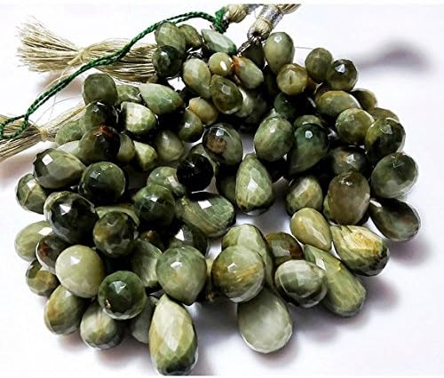 13 inch natural beads strand of 7x14-9x16mm faceted drop cats eye gemstone briolletes beads for DIY jewelry - necklace, bracelet, earring, ring.