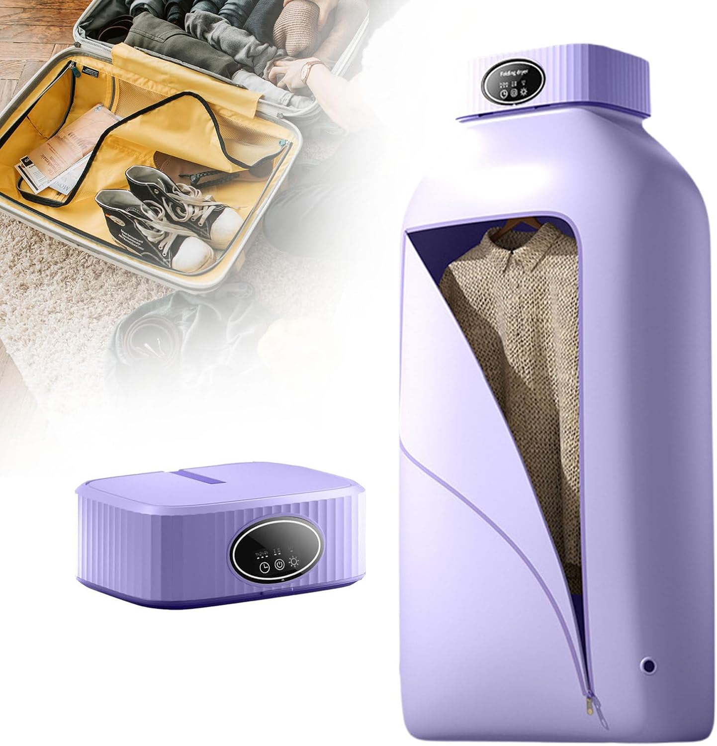 Electric Clothes Dryer, Foldable Drying Rack Airer With Timer, Portable Clothes Dryer Machine For Cloudy/Rainy Days, Suitable For Drying Sweater, Shirts, T-Shirts, Shorts, Socks,Purple