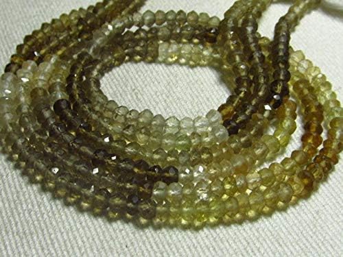 13 inch natural beads strand of 3-4mm faceted rondelle honey quartz gemstone beads for DIY jewelry - necklace, bracelet, earring, ring.