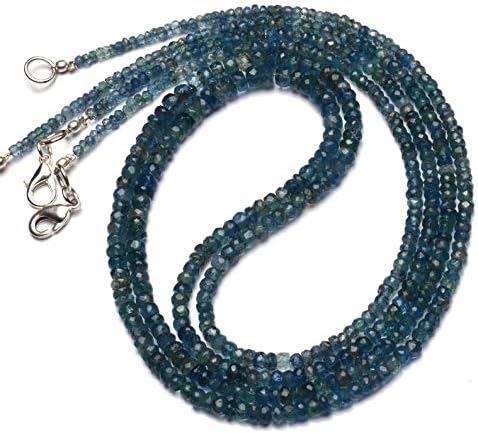 Natural Gemstone Moss Aquamarine Faceted 3 to 5MM Size Rondelle Beads Necklace 22 Inch Full Strand Very Rare Gem from Brazil
