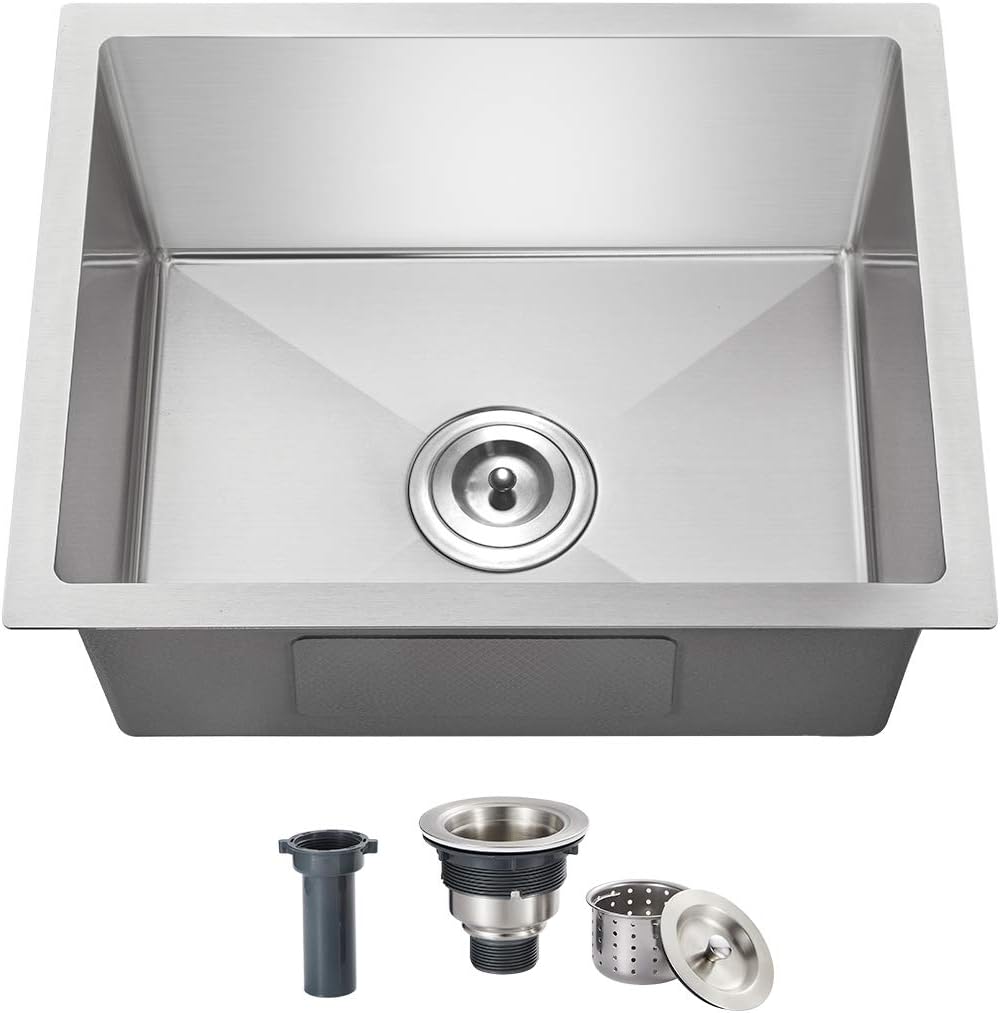 20x16 Inch Kitchen Sink, Commercial Grade 304 Stainless Steel Sink, 9