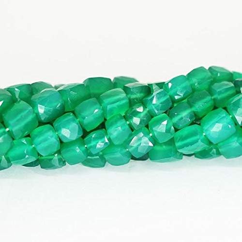 Green Onyx Faceted Square Box Cube Gemstone Loose Craft Beads Strand 10 Inch Long 7mm 9mm Code-HIGH-1423