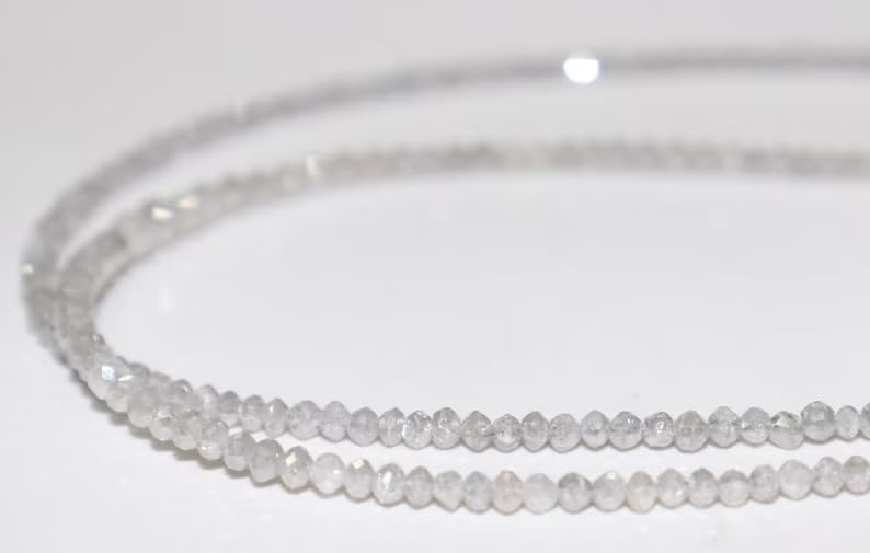 Natural Grey Diamond Faceted Rondelle Beads 2.5-3 mm Diamond Faceted Beads Diamond Rondelle Beads Grey Diamond Beads