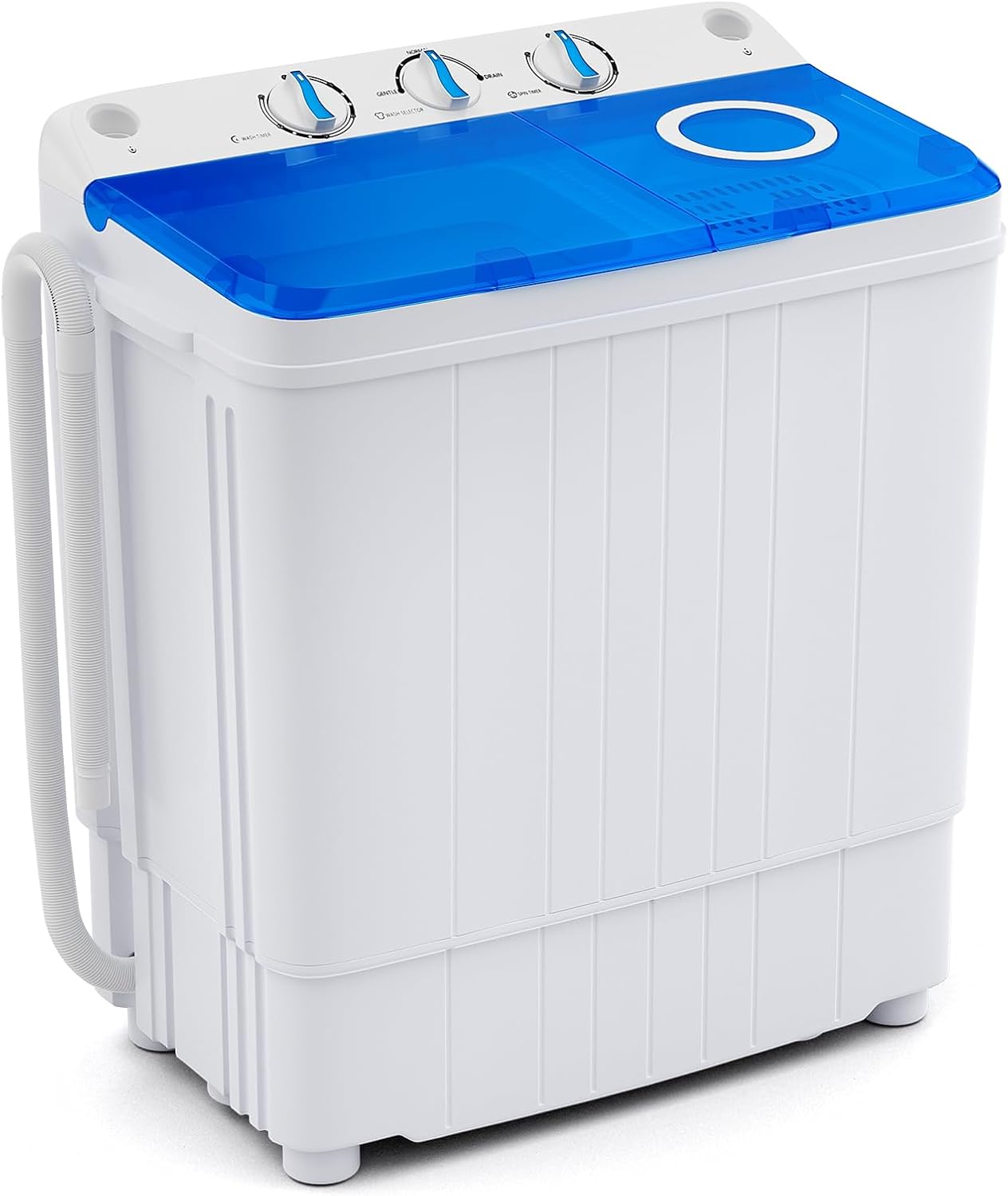 Giantex Portable Washing Machine, 17.6lbs Compact Washer Spinner Combo with Pump Drain, Twin Tub 11lbs Wash & 6.6lbs Spin, Lavadoras Portatiles for Apartment RV Dorm College (White & Blue)