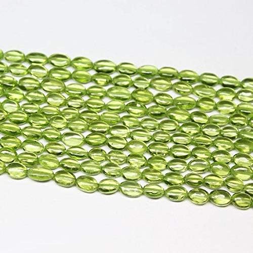 1 Strand Peridot Oval Smooth 16'' Long Strand Gemstone Beads, Jewelry Supplies for Jewelry Making, Bulk Beads, for Meditation Jewellery for Reiki Healing Mystic Gemstone 5mm to 7mm